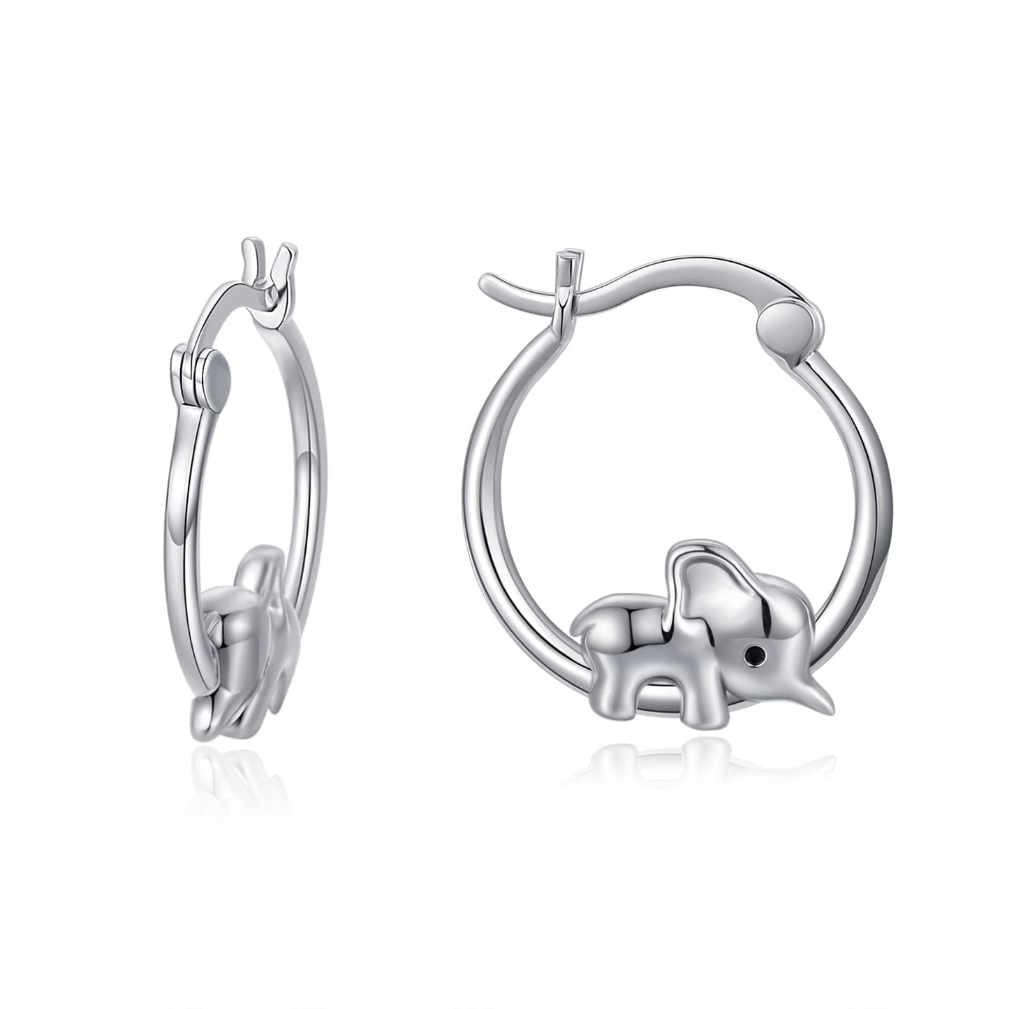 JUSTKIDSTOY Sterling Silver Elephant Huggie Hoop Earrings for Sensitive Ears - Elephant Jewelry Birthday Graduation Gifts for Women Daughter Her