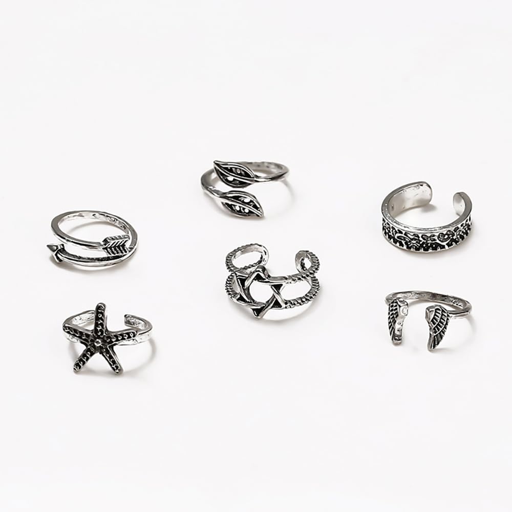 Vivian&CD 925 Silver Toe Rings Set for Women, Open Band Adjustable Non Tarnish Toe Ring, Beach Foot Jewelry for Summer, Stylish and Dainty Toe Rings (Silver2)