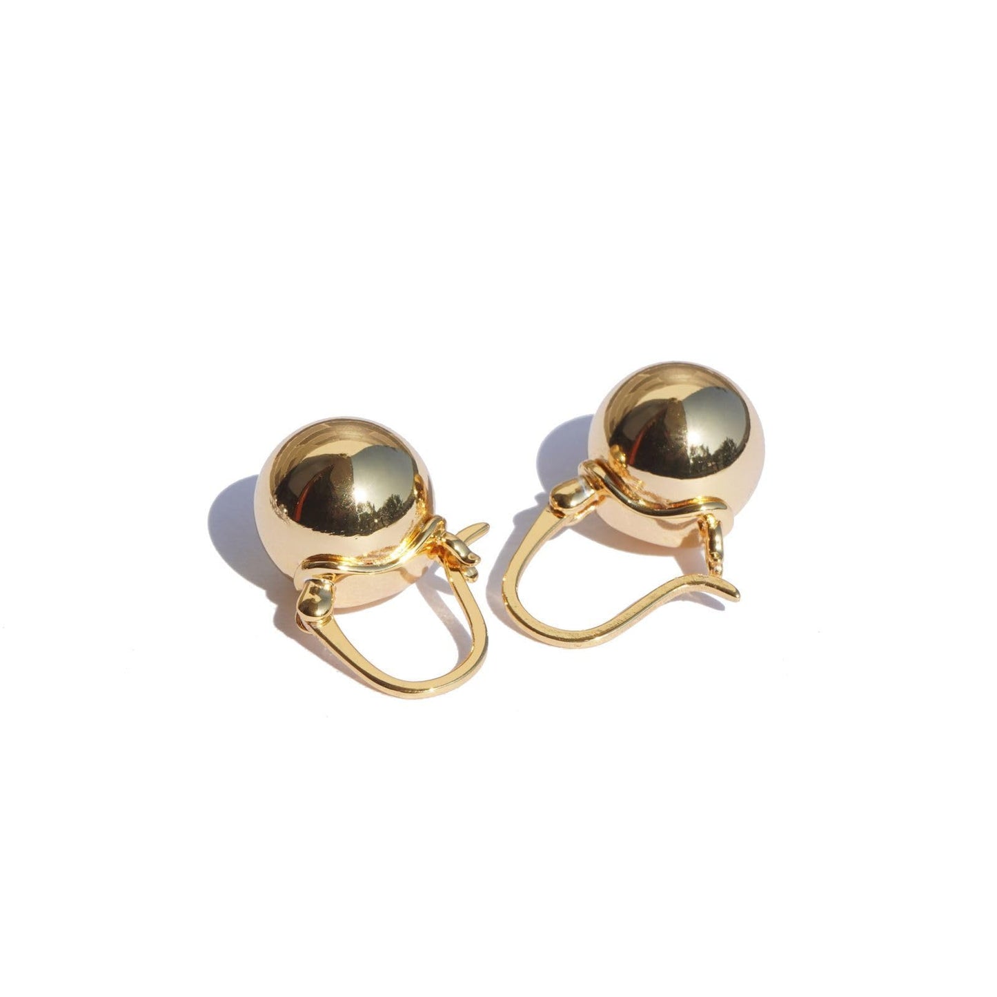 OwMell Elegant 925 Sterling Silver Pearl Drop Earrings Dangle Stud Gold Plated Earrings for Women Large Size 12mm - Gold Plated