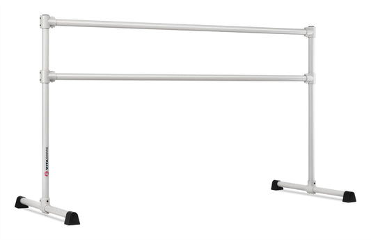 VITA Barre Portable Freestanding Double Ballet Barre, Extreme, 6 Ft Bars, Satin Silver, Steel | Fixed Height, Made in USA, Home or Gym Exercise Equipment for Kids & Adults | Dance, Fitness, Pilates