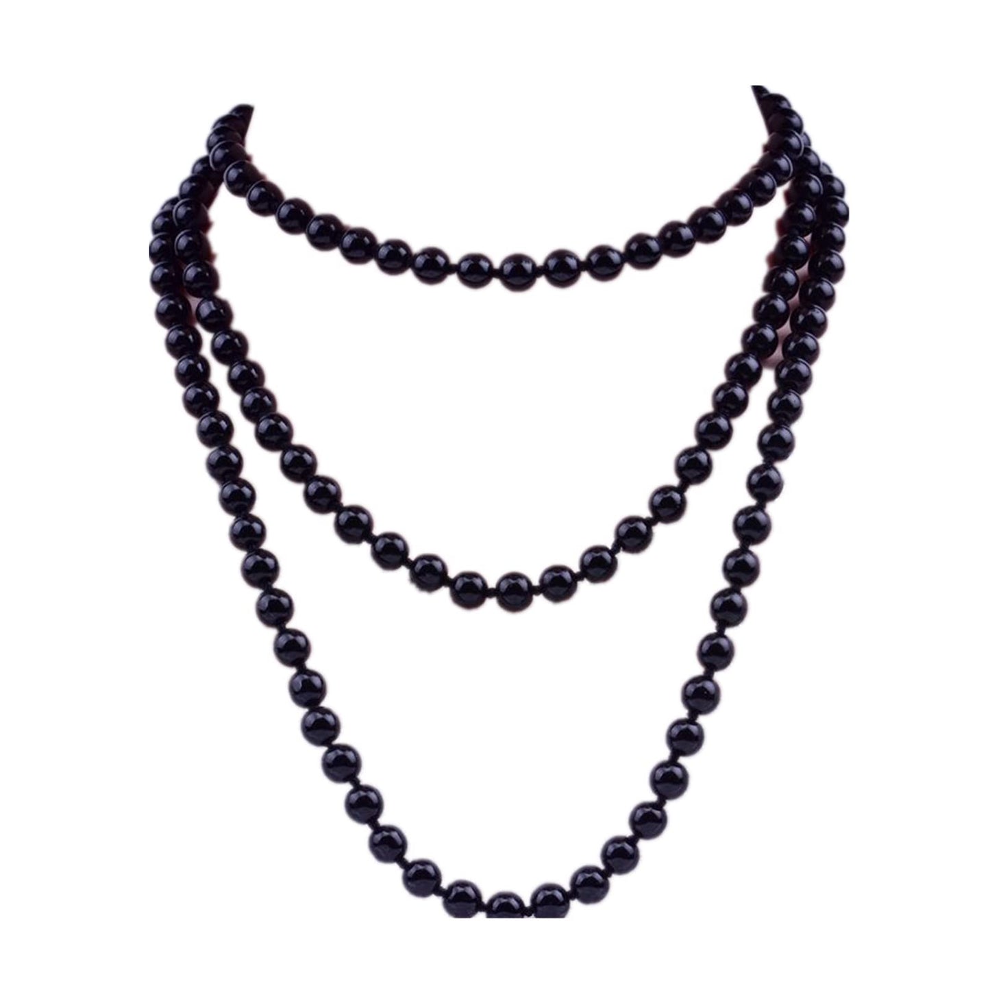 1920s Long Pearl Necklace Faux Pearls Necklace Imitation Beaded Long Pearls Necklace 1920s Gatsby Costume Jewelry-black