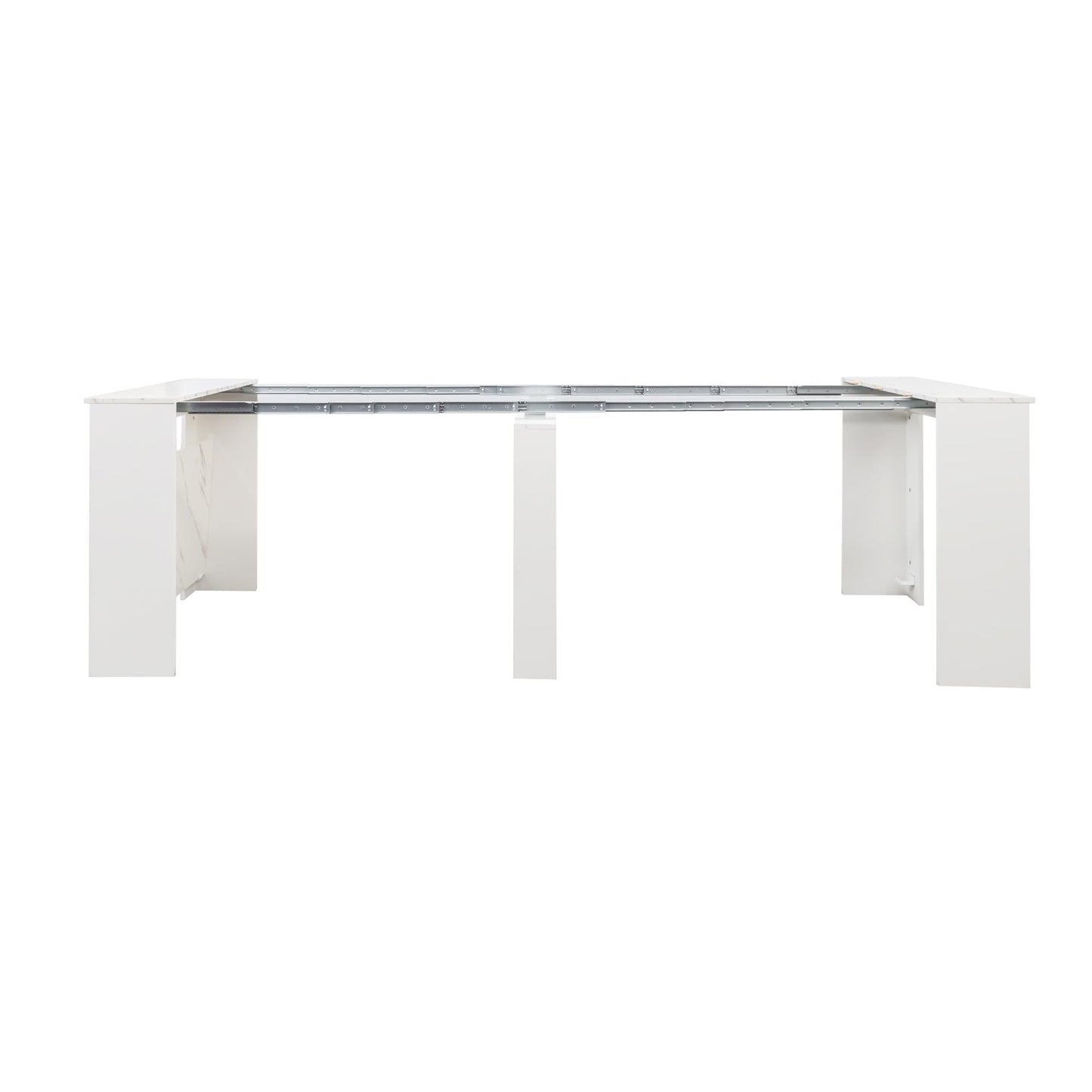 Ball & Cast Extendable Dining Table, 20"/118.5" Large Dining Room Table for 6-10 Person,Kitchen Table with Wood Legs, Space-Saving Folding Console Table, Dining Table,White Marble