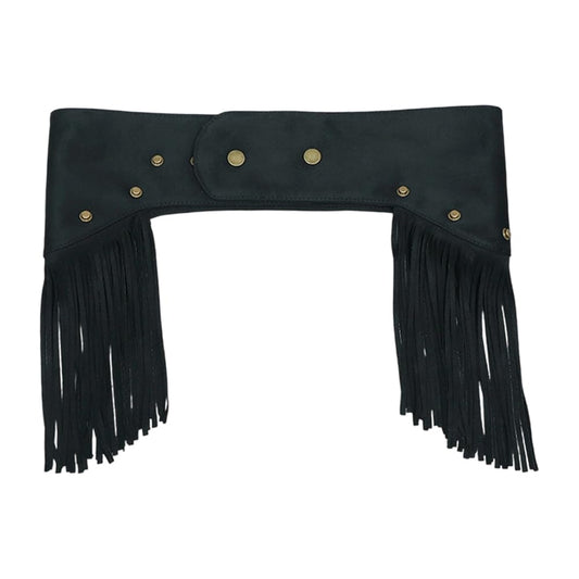 CABODYALS Black Faux Suede Waist Belt with Tassels Fringes Rivets Bohemian Style Vintage Fashion Wide Obi Corset Waistbands Waist Belts for Women Party Dance Dress Jeans Outfits Costume Accessories