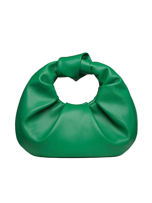Verdusa Women's Ruched Evening Bag PU Leather Clutch Purse Trendy Small Hobo Handbag Wedding Guest Bags Green One Size