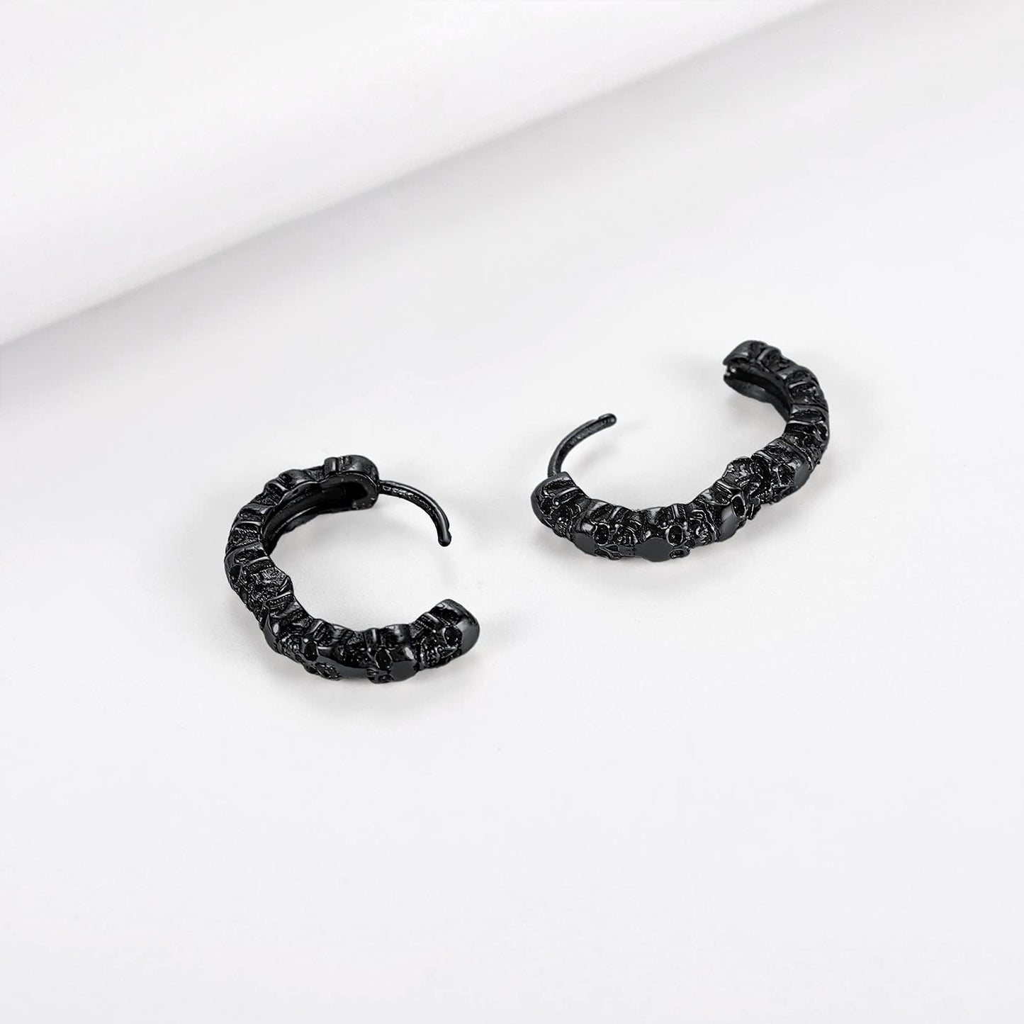 Richsteel Skull Hoop Earrings for Women & Men - Stainless Steel Gothic Jewelry, Edgy Skull Jewelry Earrings