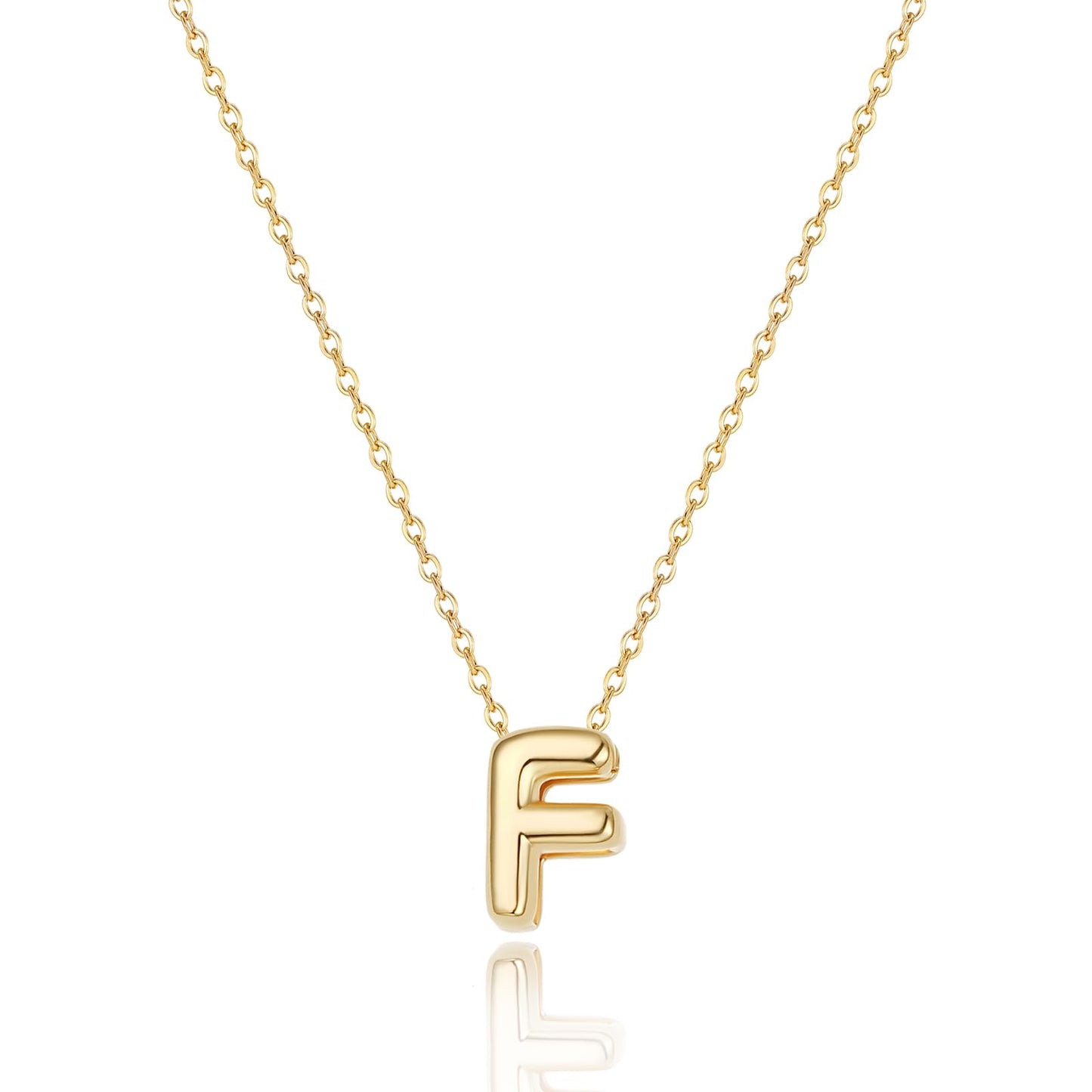 CUEZIY 14K Gold Plated Bubble Letter Necklace Initial Necklaces for Women Dainty Personalized Charm Pendant Name Necklace Cute Non Tarnish Fashion Accessories Teen Gift Trendy Stuff Jewelry Gifts