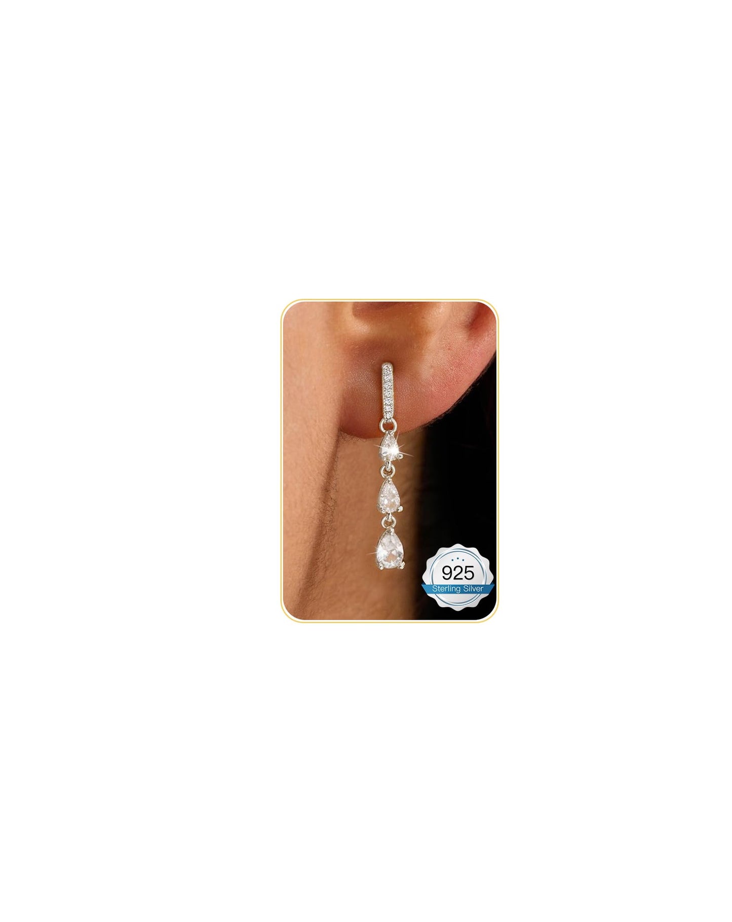 Asdecy 925 Sterling Silver Dangle Earrings for Women Trendy Brides Drop Dangle Cubic Zirconia Elegant Prom Bridal Bridesmaids Wedding Anniversary Dangling Jewelry
