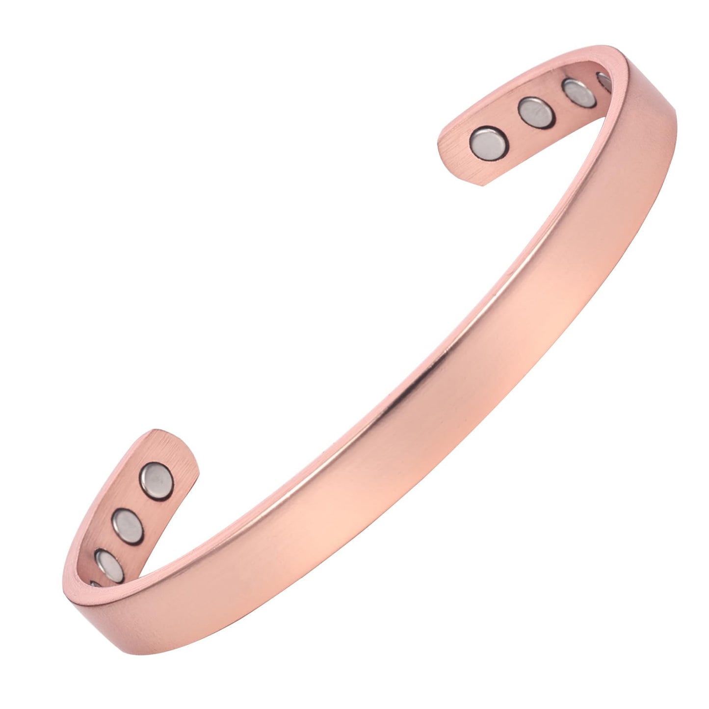 MagEnergy Copper Bracelet for Men and Women, 99.9% Pure Copper Magnetic Bangle with 8pcs 3500 Gauss Magnets, Adjustable Jewelry Gift (Rose Gold / 6.8 Inches)