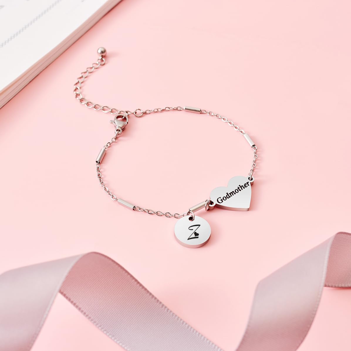 CHENVA Godmother Gifts Initial Bracelet Bangle for Women Gift for Godmother from Goddaughter (Godmother Bracelet Z)