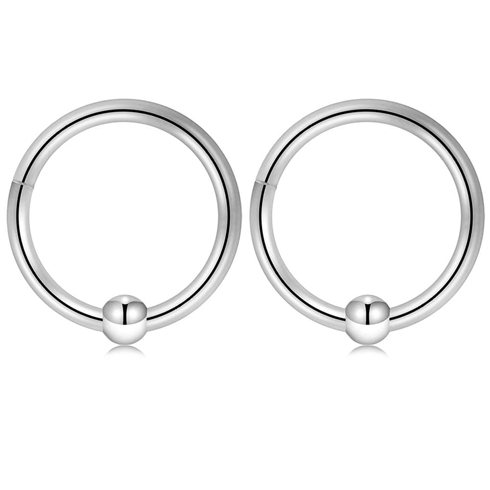 GAGABODY 16G Captive Bead Septum Jewelry Silver Daith Earrings Surgical Steel Helix Earring Body Jewelry for Women Piercings 8mm Conch Piercing