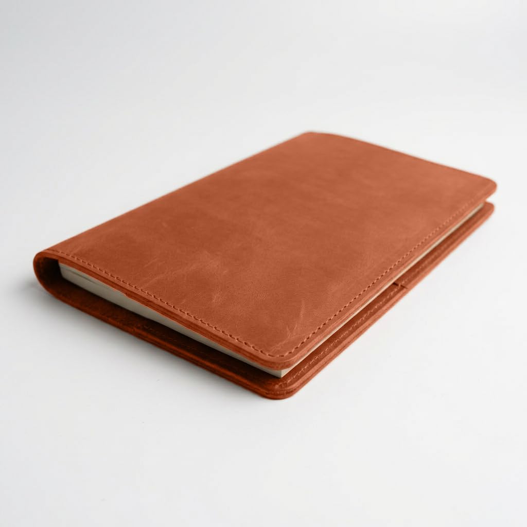 TORAKIP Leather Notebook Cover A5 – Refillable Journal Cover with Card Pockets & Pen Holder, Fits 5.8" x 8.3" Notebooks, Leather Planner Organizer for Work & Travel (Paper Not Included), Warm Brown