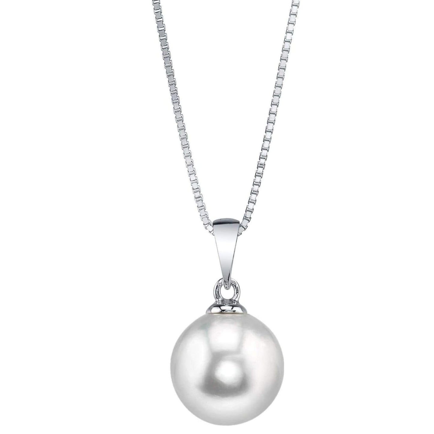 The Pearl Source Real Pearl Pendant Necklace for Women, 14K Gold Plated 925 Sterling Silver, Genuine AAAA Cultured Freshwater Pearl, 8mm White Pearl Necklace with 16-20 Inch Adjustable Chain