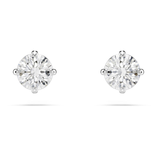 SWAROVSKI Attract Pierced Stud Earrings, Round-Cut Clear Crystals on Rhodium Finish Setting, Part of the Swarovski Attract Collection
