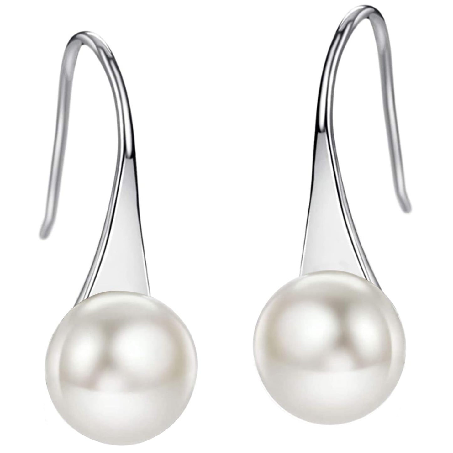 925 Sterling Silver Freshwater Cultured Pearl Dangle Drop Earrings for Women AAA+ Quality 8mm Black Pearl Women's Earrings