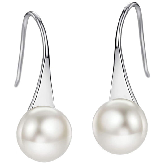 925 Sterling Silver Freshwater Cultured Pearl Dangle Drop Earrings for Women AAA+ Quality 8mm Black Pearl Women's Earrings