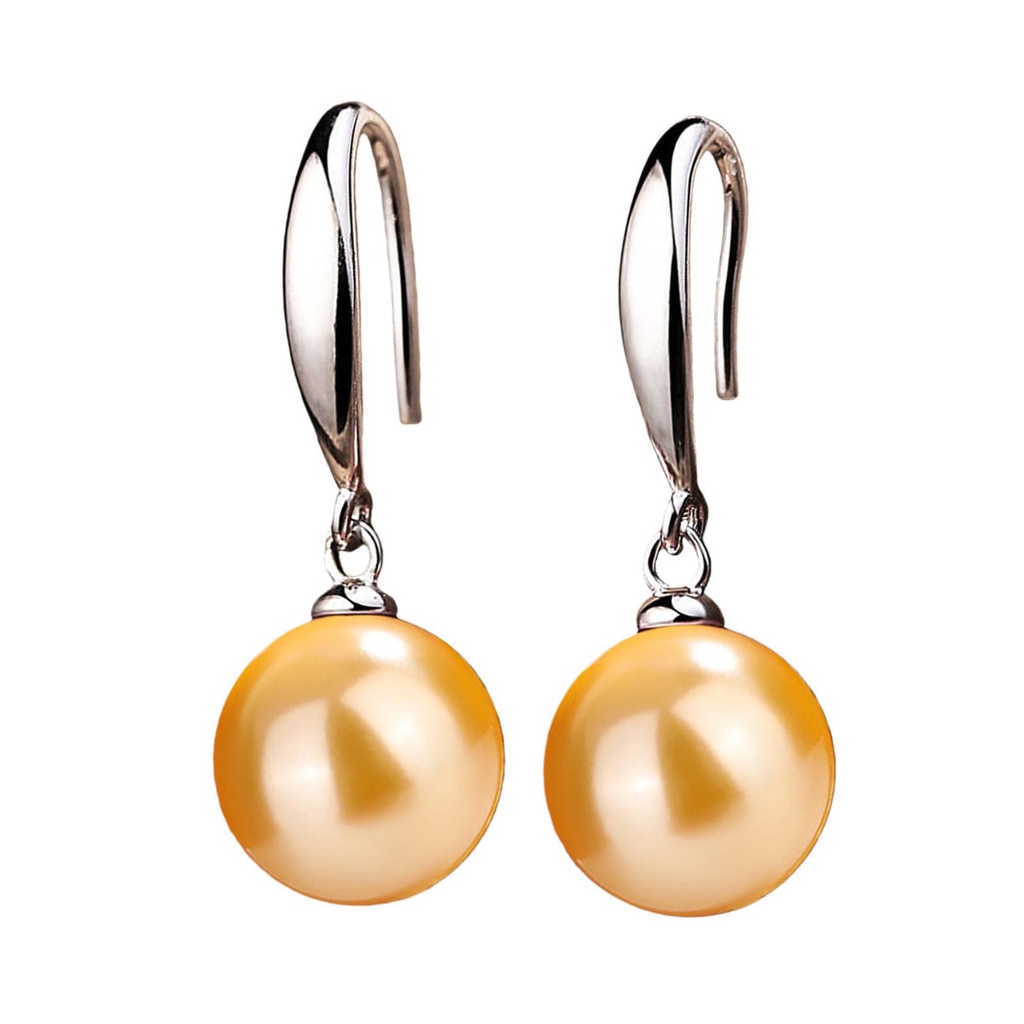 12mm Natural Ocean Pearl Freshwater Cultured Colorful Simulated Beads Drop Dangle Earrings Elegant Birthday Wedding Party Costume Prom Statement Jewelry for Women-yellow