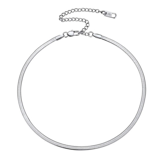 PROSTEEL 925 Sterling Silver Choker Necklace For Women 3mm Flat Chains Dainty 12inch Herringbone Snake Chain Chocker