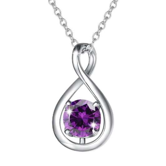 FANCIME Amethyst Necklace February Birthstone Necklace for Women Sterling Silver Infinity Pendant Purple Fine Jewelry Birthday Mothers Day Gifts for Women Wife Her
