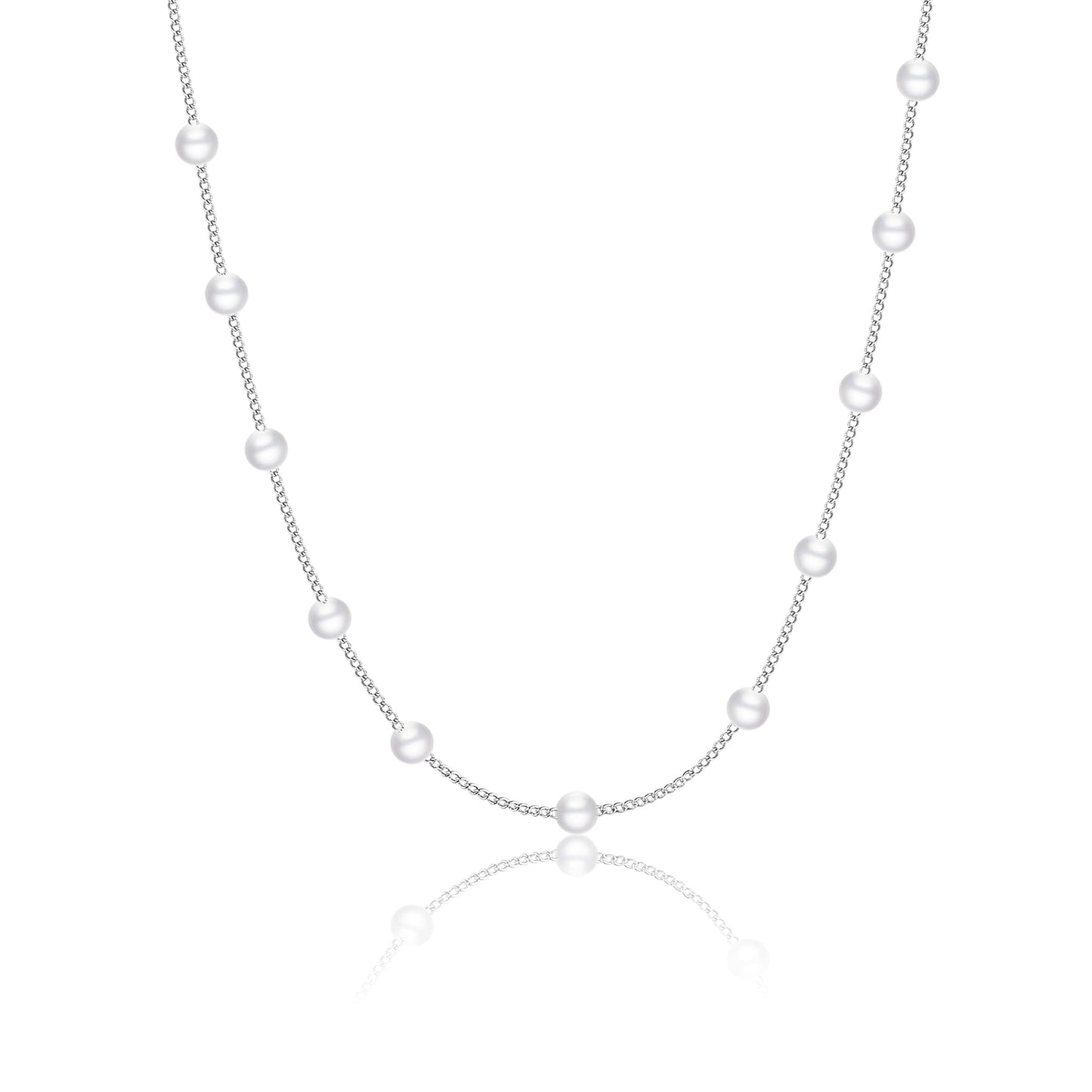 Classic Pearl Necklaces for Women, Silver Pearl Necklace Dainty Pearls Choker Collar De Perlas Para Mujer Elegant Jewelry Wedding Gifts for Her
