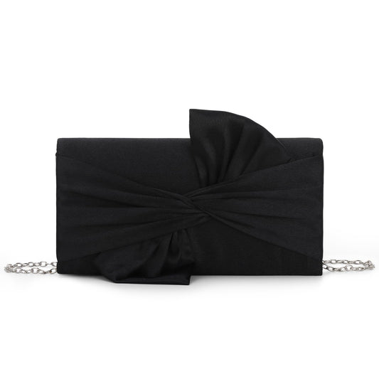 Fecialy Satin Clutch Purses for Women Bow Flap Evening Bag Formal Elegant Handbags for Bridal Wedding Party
