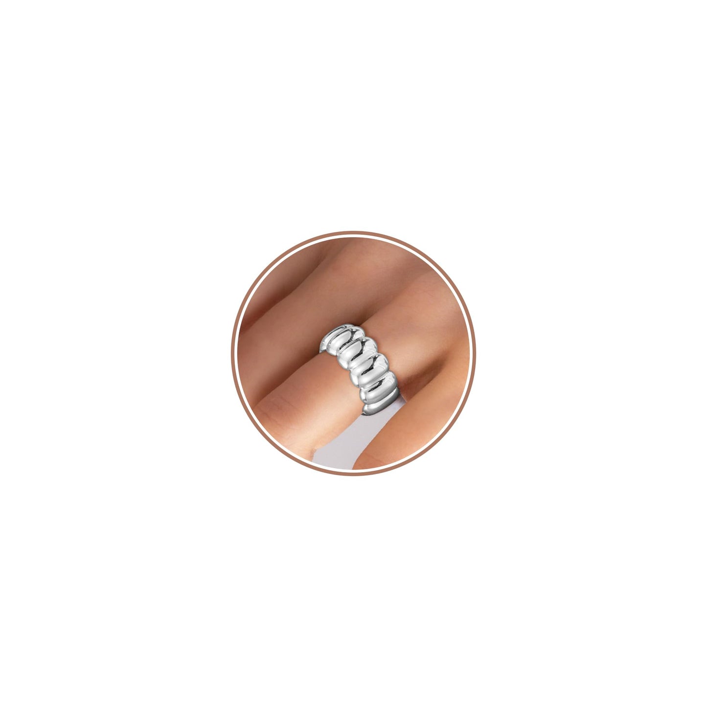 Punhem Chunky Gold Statement Rings for Women 14K Gold Silver Tone Non Tarnish Cute Puffy Dome Croissant Thumb Band High Polished Smooth Comfort Fit Size 5-10