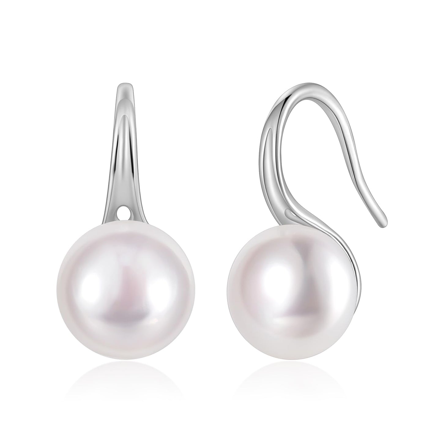 EAMTI Pearl Earrings for Women 925 Sterling Silver Freshwater Cultured Pearl Drop Earrings High Heels Dangle Hook Earrings
