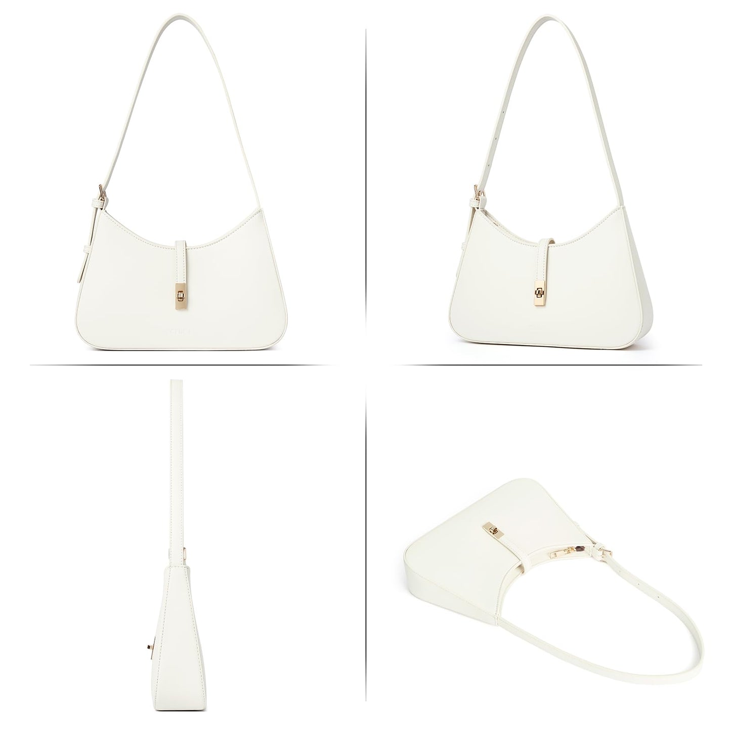 CLUCI Shoulder Bag for Women, Purses for Women, Handbag Hobo Bags Vegan Leather Crossbody Purse with Adjustable Strap White