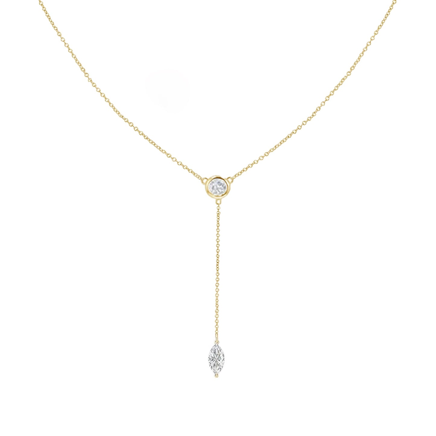 Fwlisesa Gold Necklace for Women, 14k Gold Plated Teardrop Lariat Necklace Dainty Long Necklaces for Women Trendy Simple Y Shaped Necklace Charm Gold Drop Necklace Summer Jewelry for Women