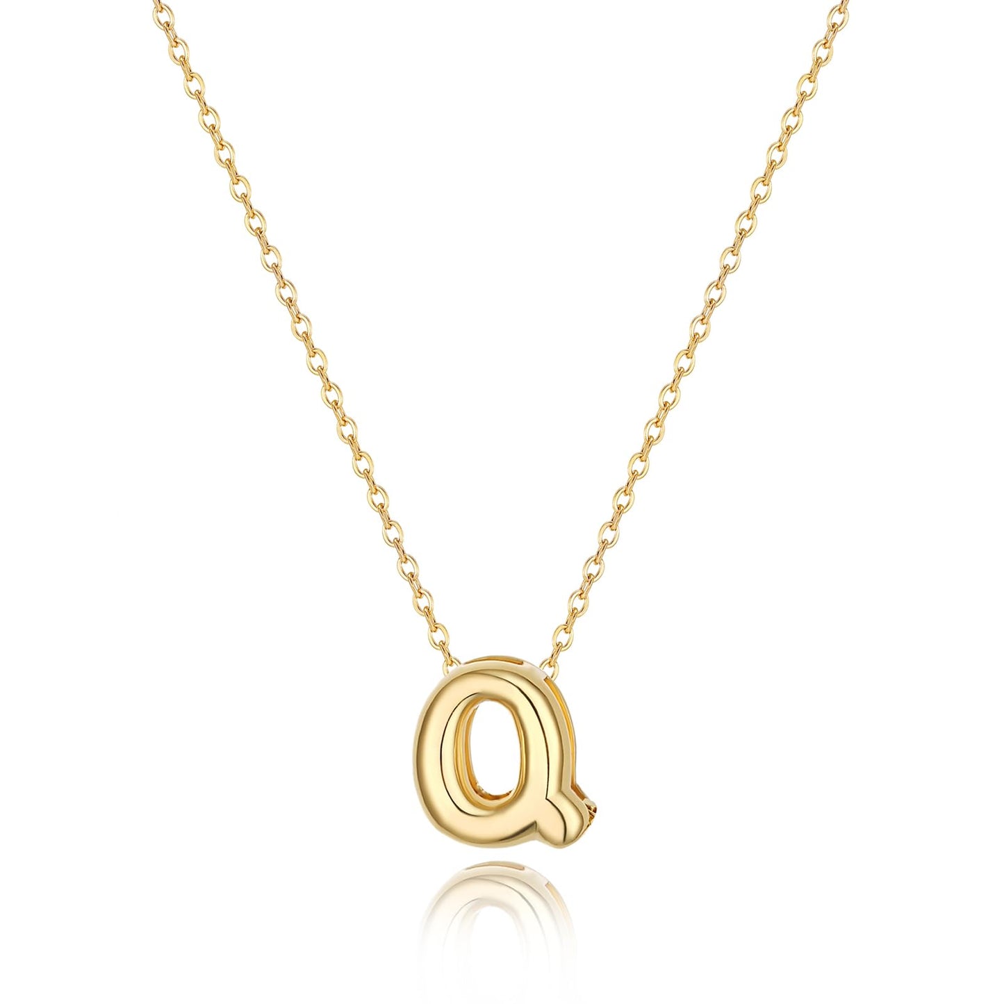 CUEZIY 14K Gold Plated Bubble Letter Necklace Initial Necklaces for Women Dainty Personalized Charm Pendant Name Necklace Cute Non Tarnish Fashion Accessories Teen Gift Trendy Stuff Jewelry Gifts