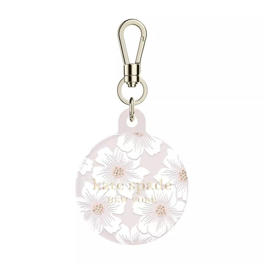 kate spade new york AirTag Holder with Gold Ring Clip - Protective Case for Apple AirTag - Hollyhock Cream