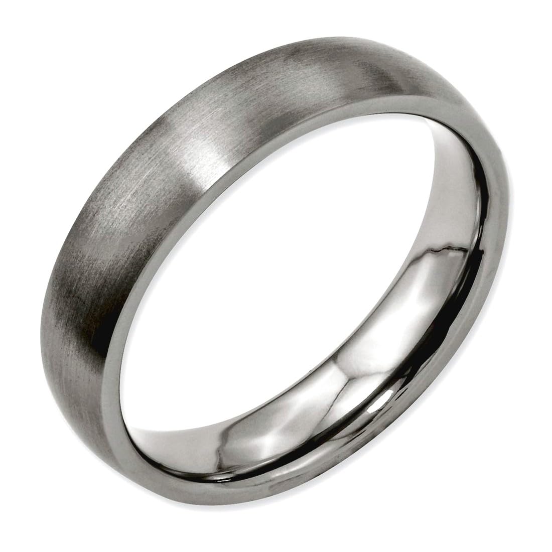 JewelryWeb Titanium Half Round 5mm Brushed Comfort-Fit Wedding Band Ring Size 5.5 Wedding Band for Women and Men