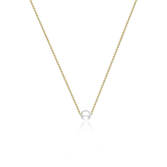 Sargetou Pearl Necklace for Women,14k Gold Plated Waterproof Small Cute Dainty Choker Necklace Drop Circle Single Pearl Chain Trendy Jewelry Fashion Gift