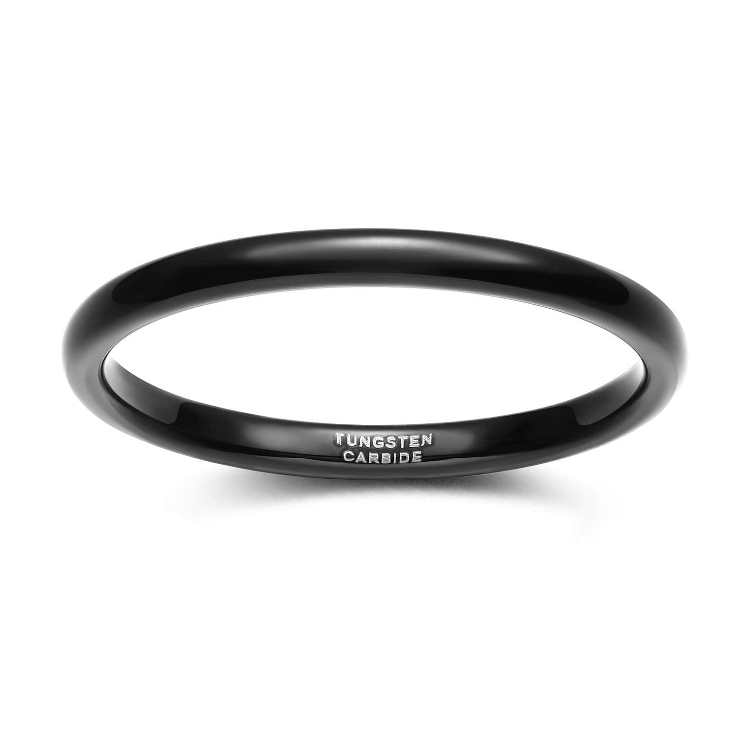 TRUMIUM 2mm Tungsten Rings for Women Men Thin Wedding Bands Engagement Promise Wedding Ring Beveled Edges Plain Domed Size 5