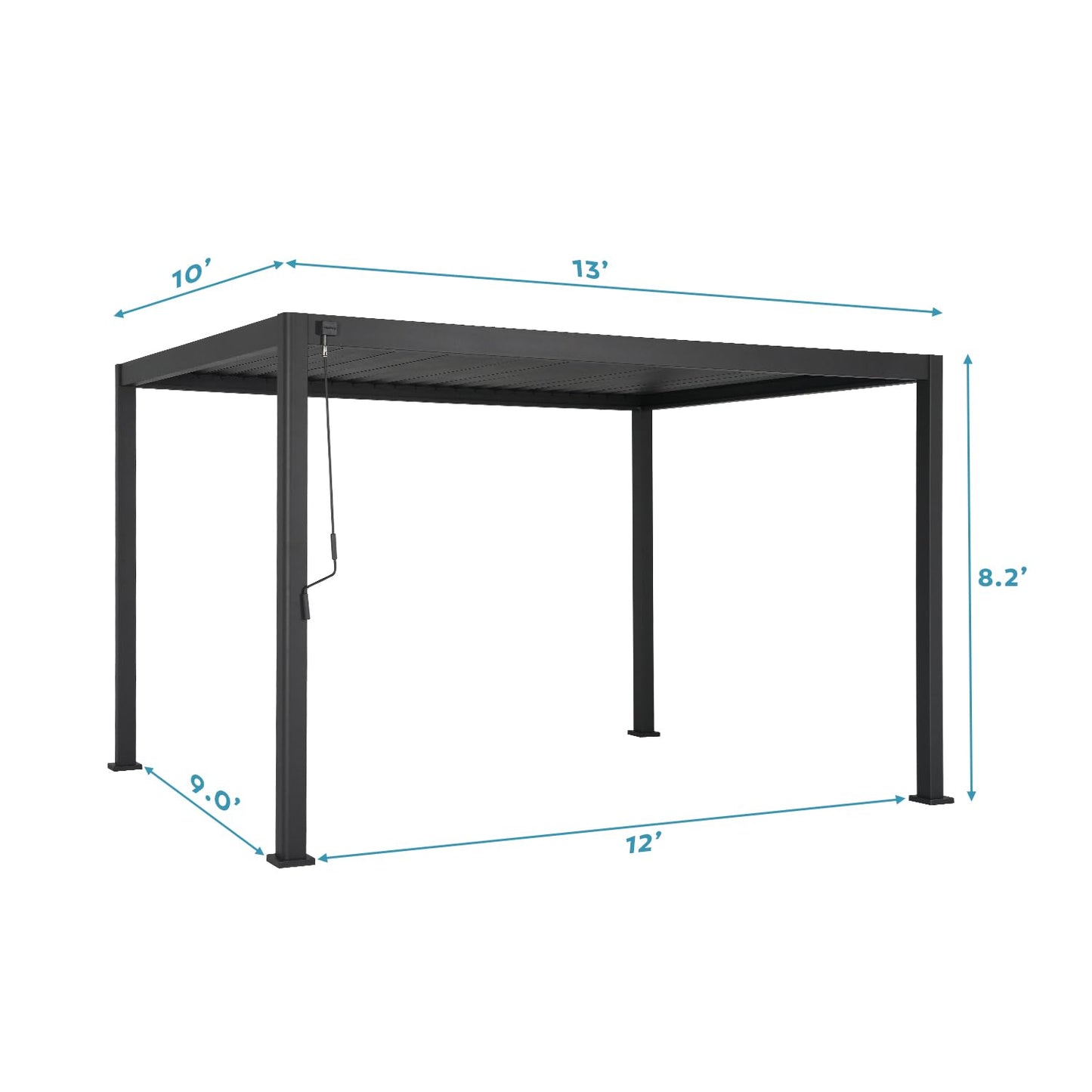Mirador 111S Round Louvered Pergola Gazebo, 10Ft x 13Ft, Full Aluminum Frame, Adjustable Roof, Outdoor, Durable, Charcoal