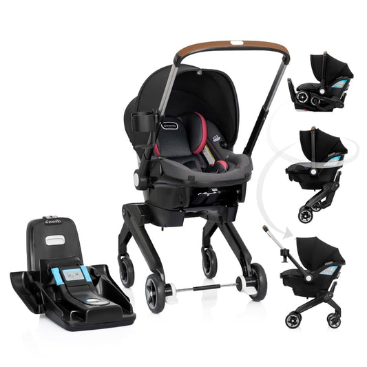Evenflo Shyft DualRide Preemie and Infant Car Seat Stroller Combo 3-30lbs with Carryall Storage (Sylva Pink)