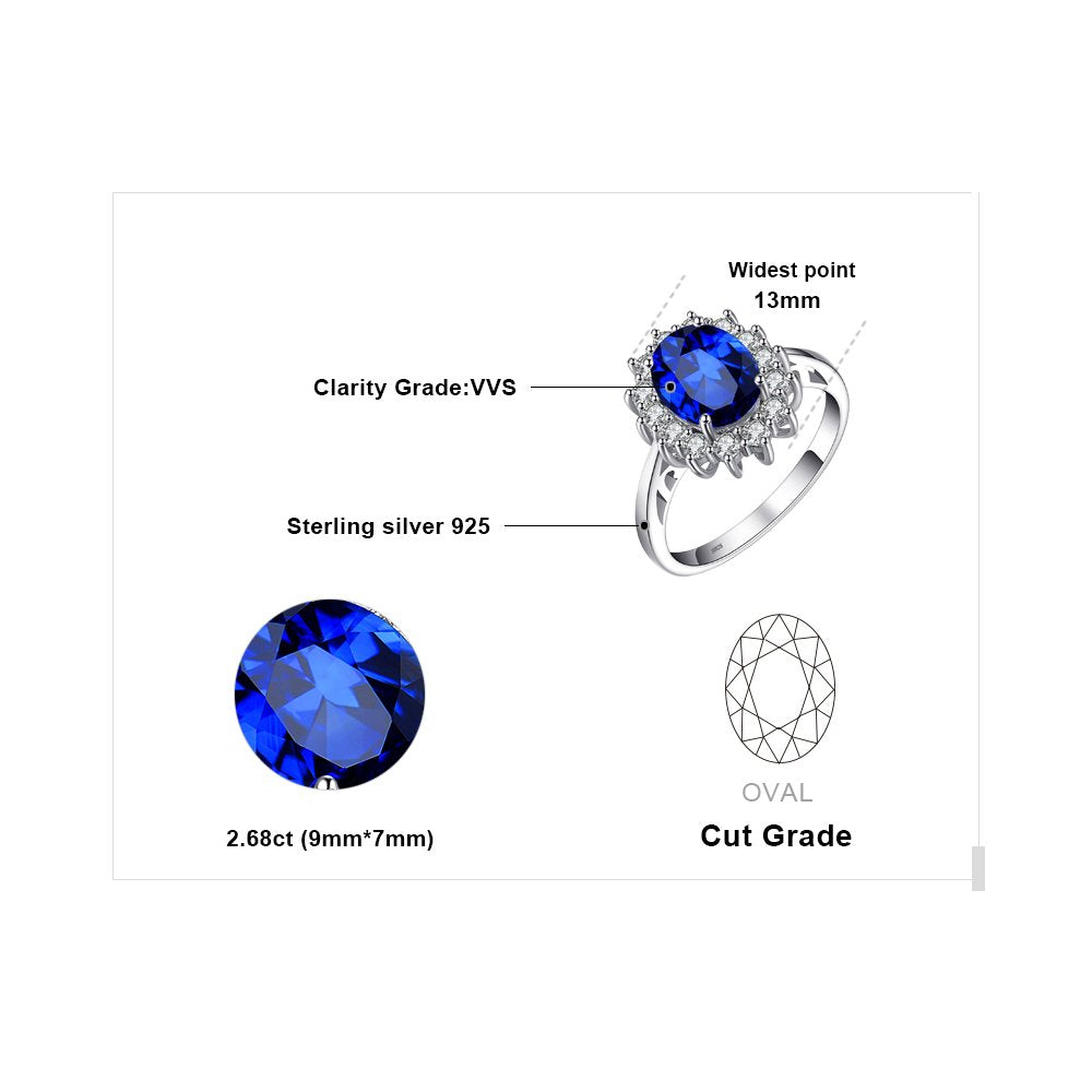 JewelryPalace Princess Diana William Kate Middleton Gemstones Birthstone Halo Solitaire Engagement Rings For Women For Women 925 Sterling Silver Ring Multicolor