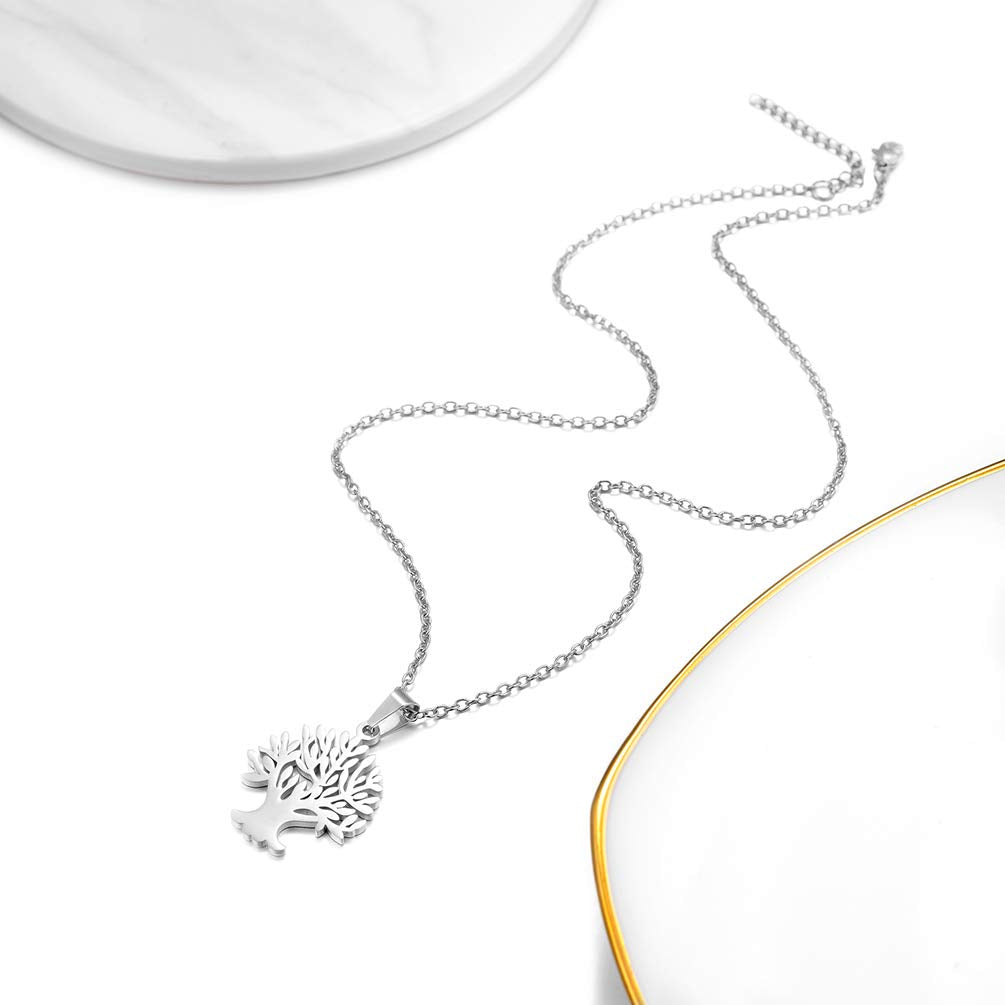 PROSTEEL Tree of Life Necklace Stainless Steel Women Family Jewelry Minimalist Pendant