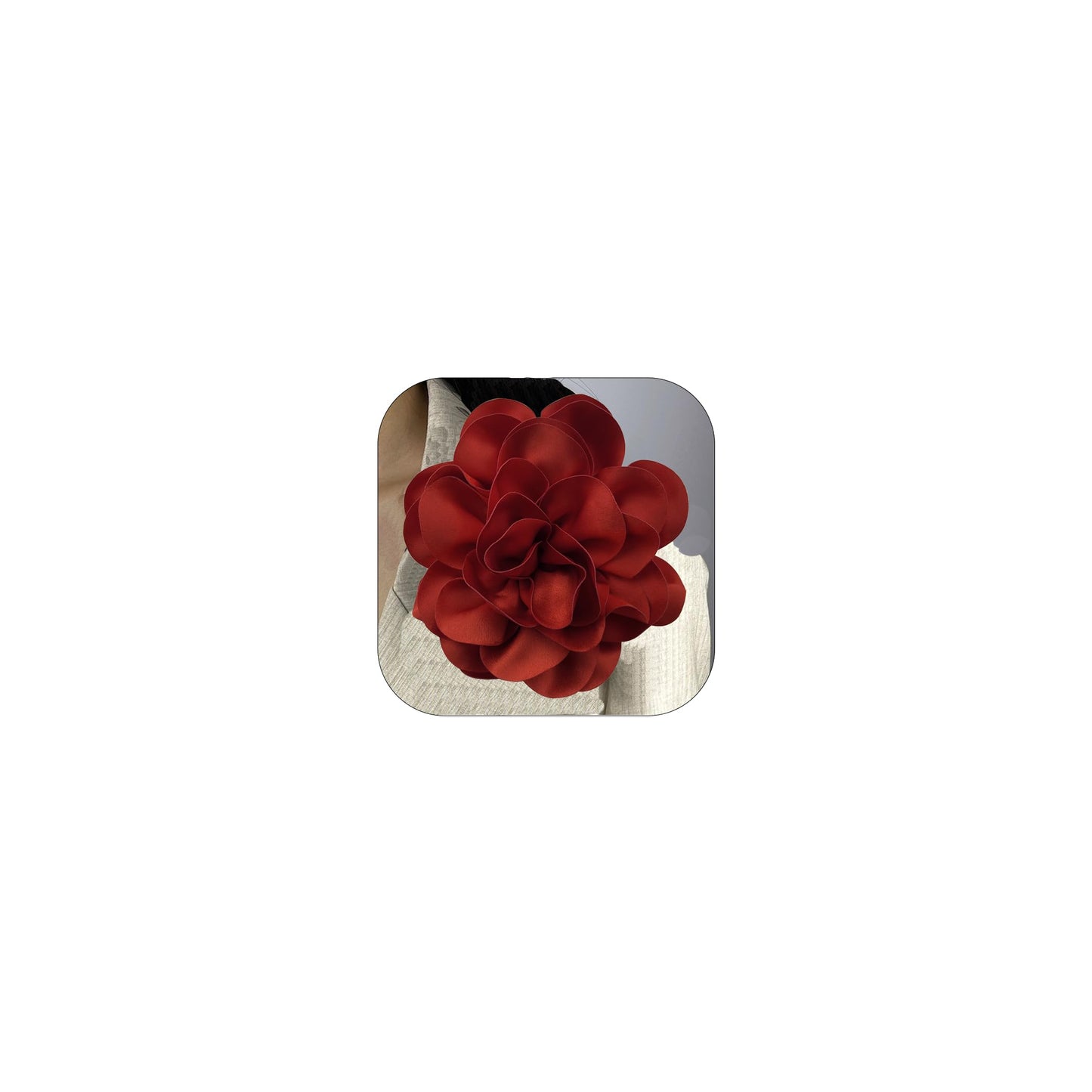 ZZ ZINFANDEL 19mm Extra Large Rose Flower Brooches Lapel Pins Dainty Satin Fabric Brooches Big Camellia Flower Brooch Pin for Women Wedding Part Dance Clothes Accessories Jewelry Gifts (Dark Red)