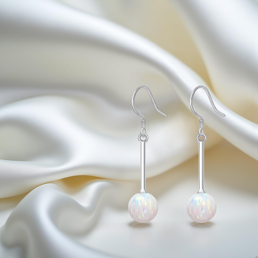 Opal Earrings for Women 925 Sterling Silver Elegant Dangle Drop Earrings Opal Jewelry Gifts for Women