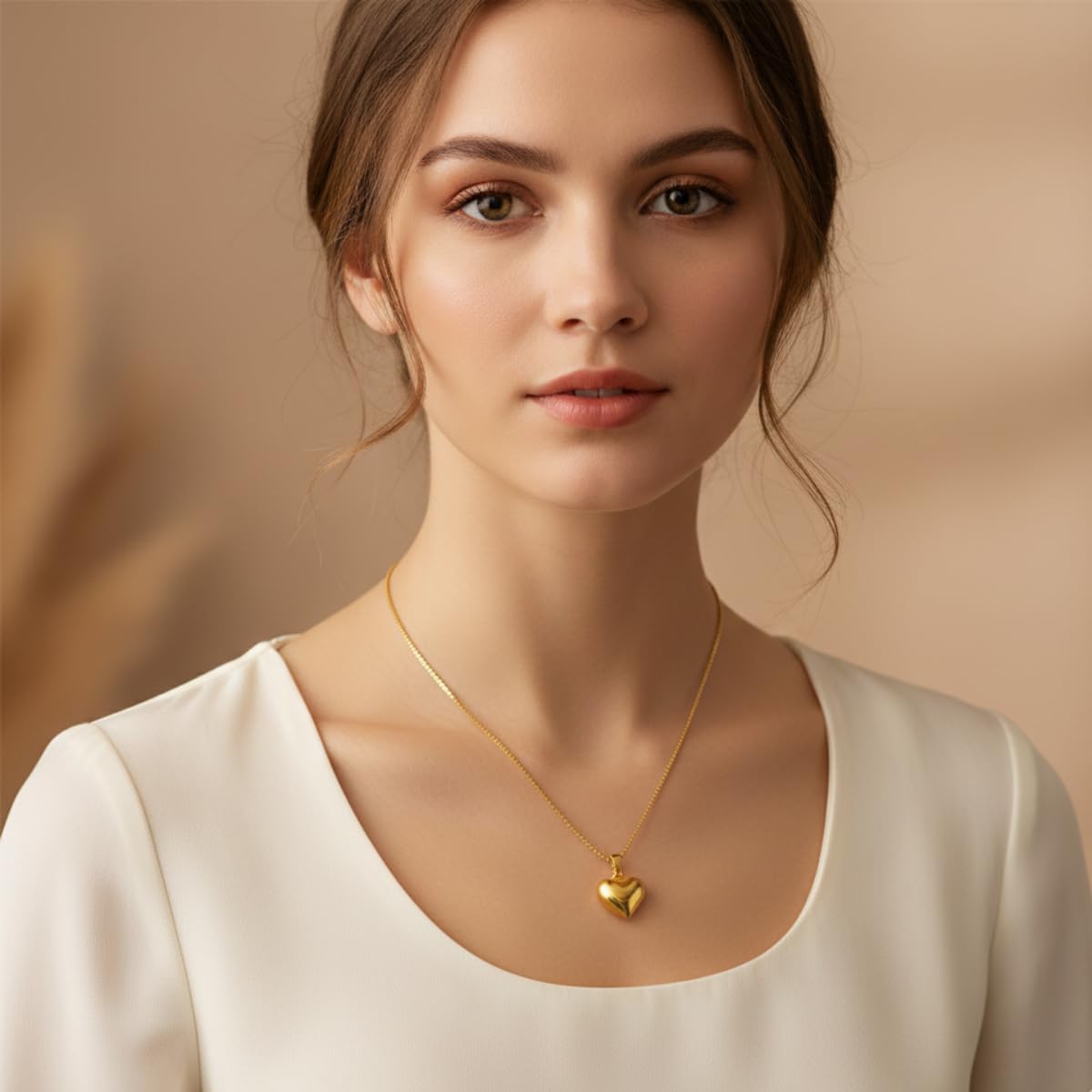 18k Gold Plated Heart Necklace for Women, Adjustable 18-20 Inch Love Heart Pendant Choker, Elegant Gift for Valentine's Day, Anniversary, Birthday for Her, Girlfriend, Wife (Asymmetrical Contemporary)