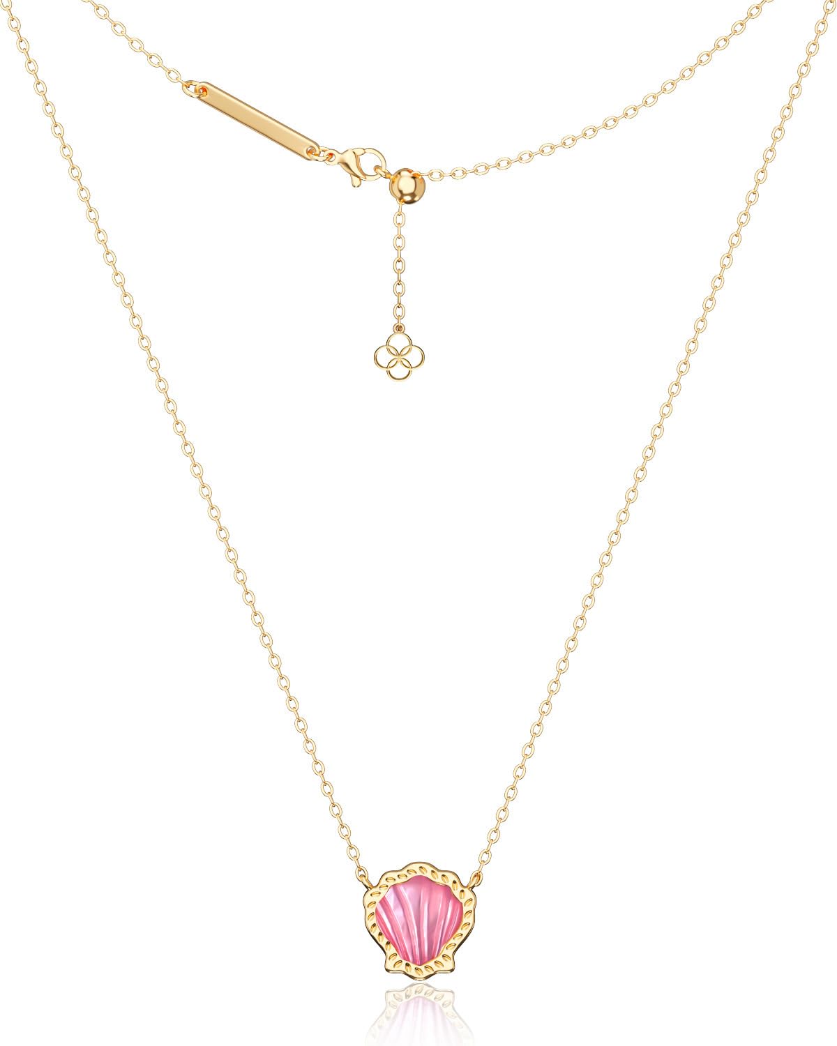 AICase 18K Gold Plated Pendant Necklace for Women,Shell Ivory Mother Of Pearl Fashion Dainty Jewelry,Anniversary Birthday Gifts for Women/MoM/Sister/Friends/Her/Wife/Grandma/Coworker_Hot Pink