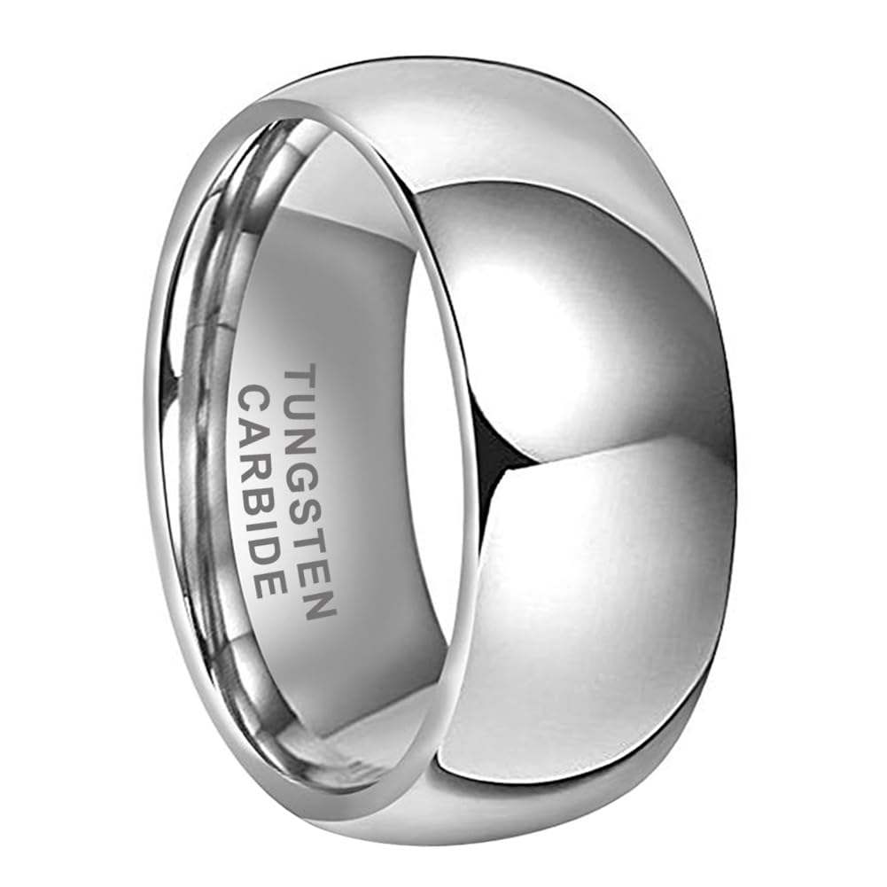 TUTISS 10mm Tungsten Rings for Men Women Engagement Wedding Bands Domed Polished Comfort Fit Size 11