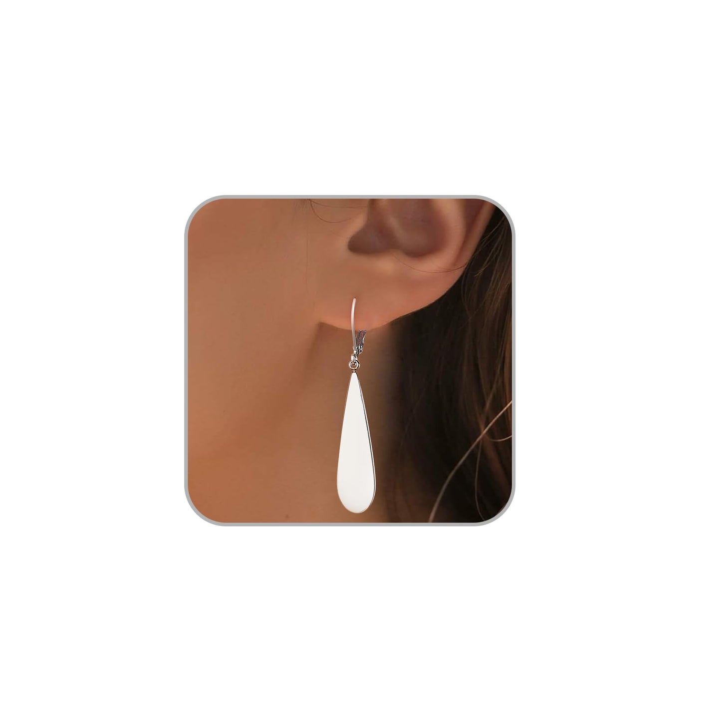 FLYUN 18k Gold Plated Long Teardrop Dangle Earrings For Women Trendy-Hypoallergenic Lightweight Leverback Dangle Earrings For Jewelry Gift(SILVER)