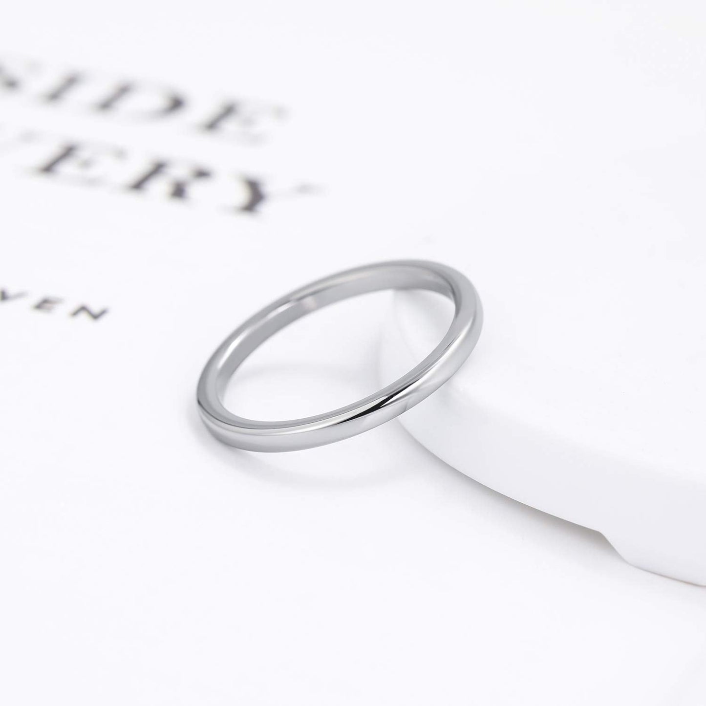 Greenpod 2mm Tungsten Carbide Rings for Women High Polished Thin Plain Domed Engagement Wedding Band Size 5