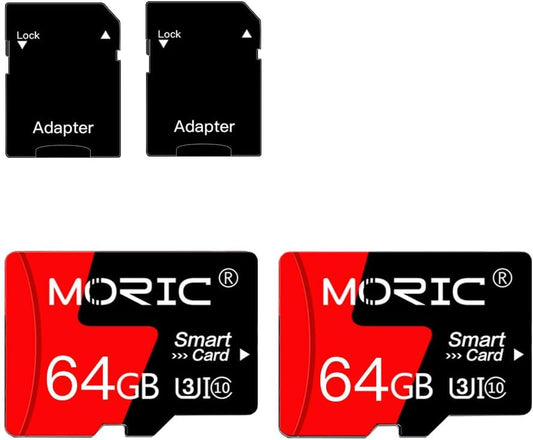 MORIC 2 Pack 64GB Card,C10 A1 Micro SD Card with Adapter High Speed Memory Memory TF Card for Camera/Dash