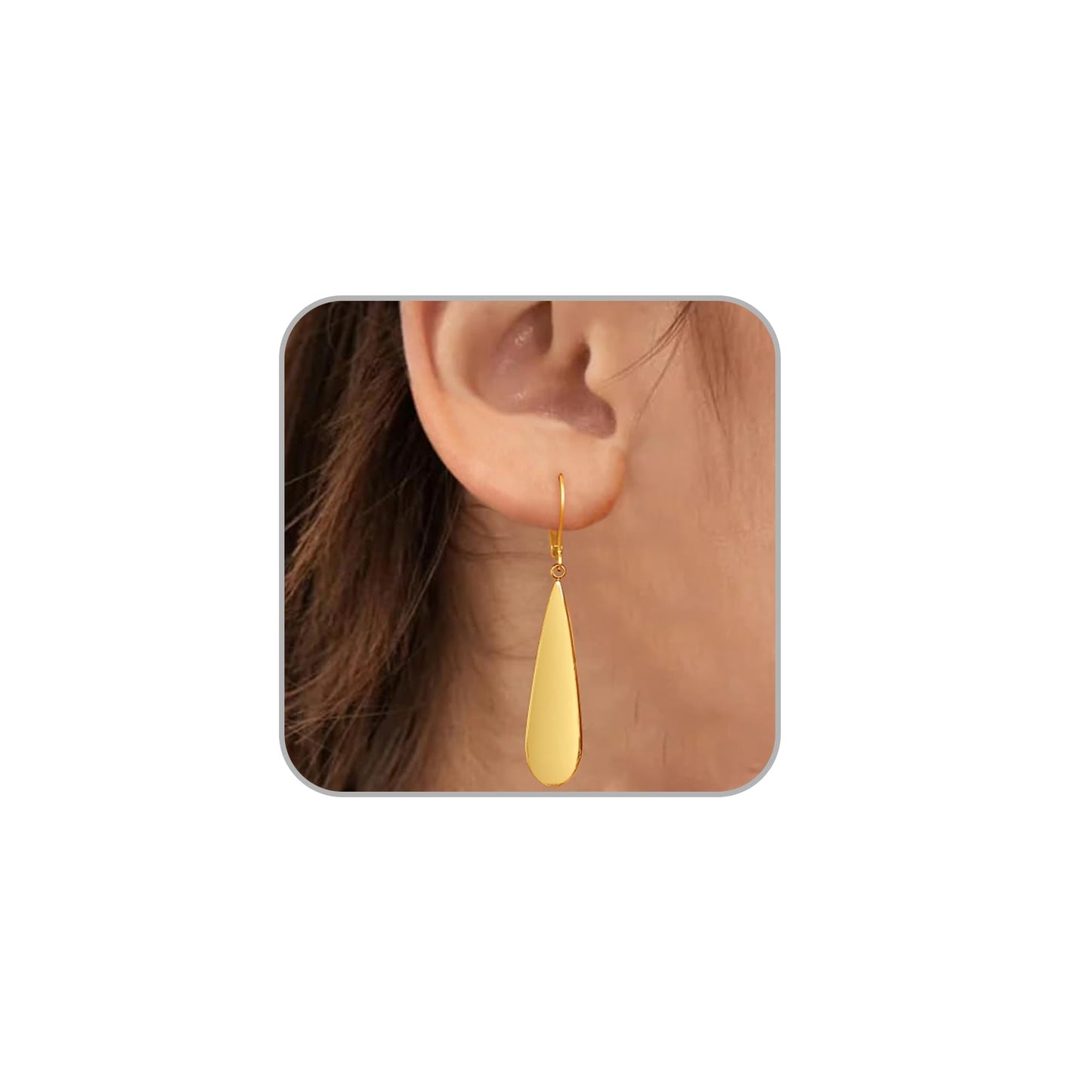 FLYUN 18k Gold Plated Long Teardrop Dangle Earrings For Women Trendy-Hypoallergenic Lightweight Leverback Dangle Earrings For Jewelry Gift(GOLD)