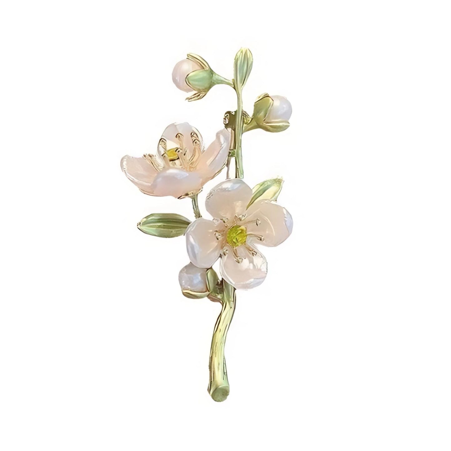 Elegant Flower Brooch for Women, Vintage Premium Enamel Boutonniere, Coat and Suit Pendant Necklace, Jasmine Magnolia Lily Osmanthus Designs (Jasmine)