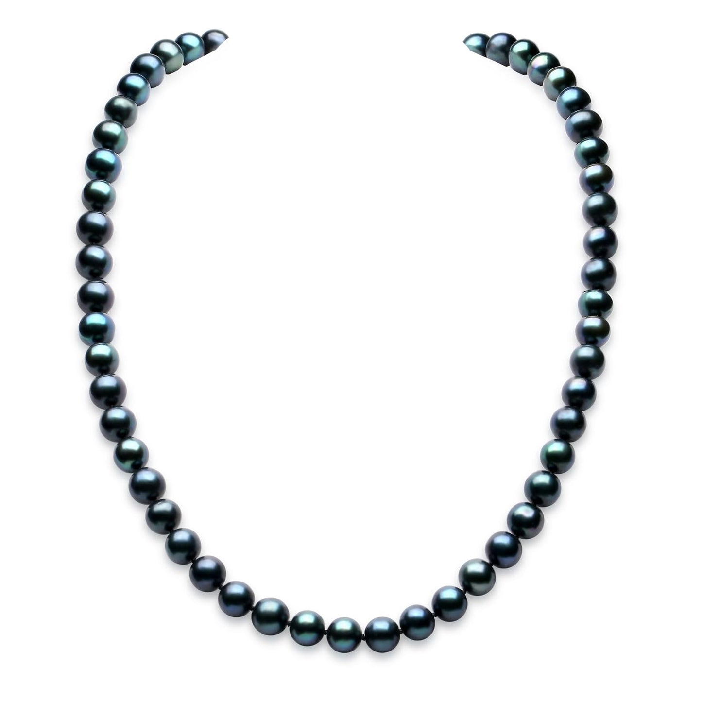 YAMI Tahitian Black Pearl Necklace, Natural Saltwater Cultured Round Pearl 8.5-9mm Strand Necklace with 925 Sterling Silver Adjustable Clasp, Anniversary Mother's Day Jewelry Gifts for Women