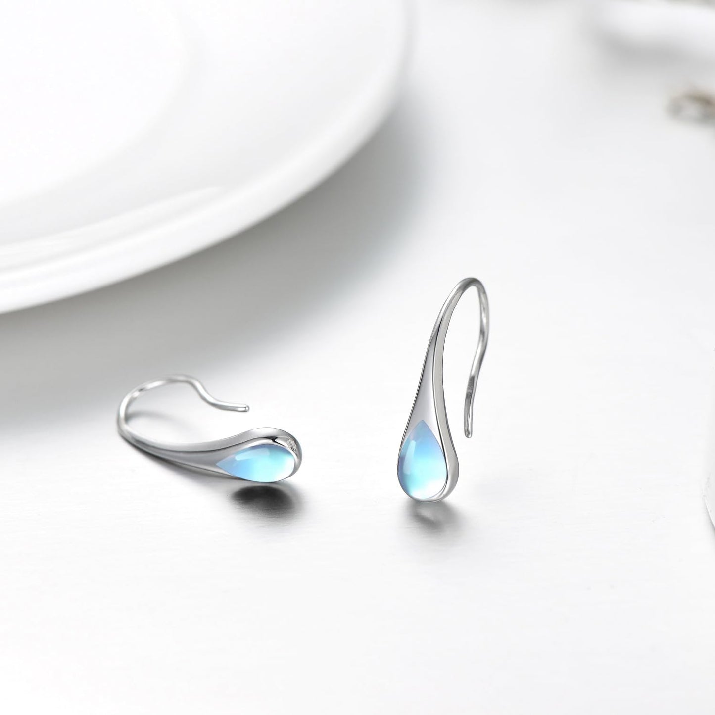 925 Sterling Silver Teardrop Earrings with Moonstone, Teardrop June Birthstone Jewelry Gifts for Women Wife Mom