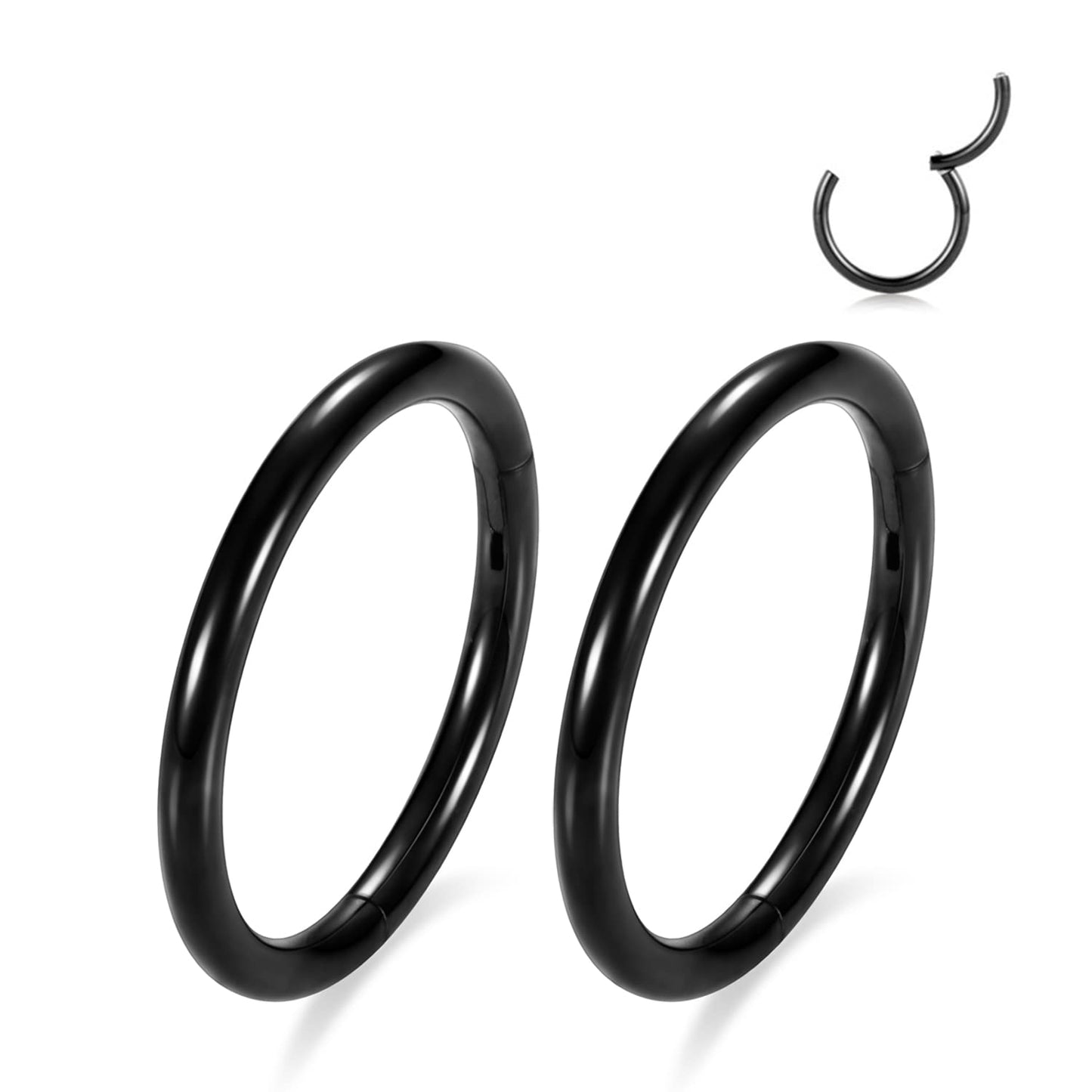 GAGABODY 2pcs 6mm Tragus Earrings Hoop Cartilage Earring Hoop 20g Nose Ring Surgical Steel Black Nose Rings 20 Gauge Helix Earring Daith Earrings Small Hoop Earrings 6mm Nose Hoop